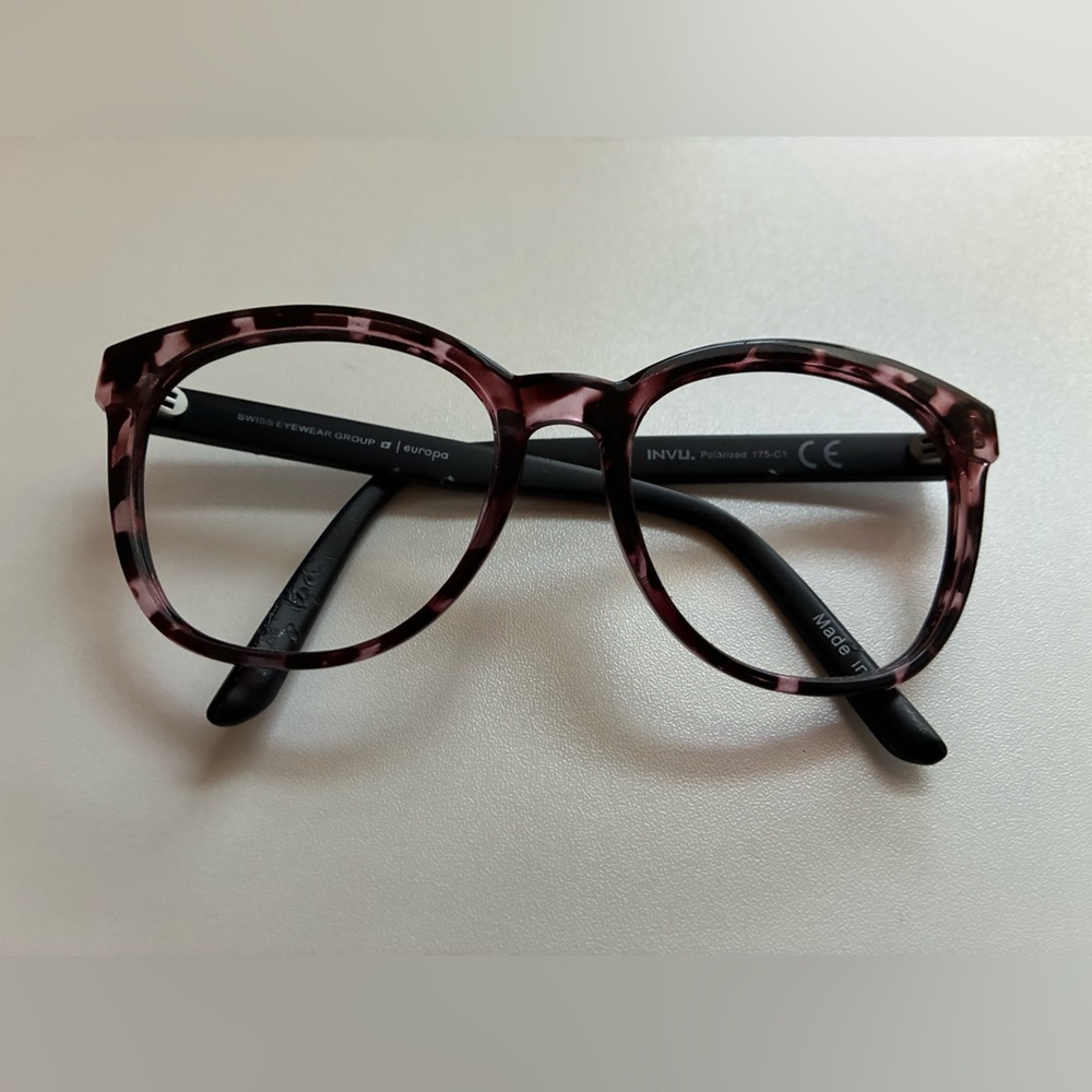 INVU 175 C1 Purple Tortoise Shell Plastic Sunglasses Frames Round Swiss Eyewear